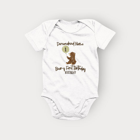 Custom Personalised Name BEARY FIRST BIRTHDAY Vest