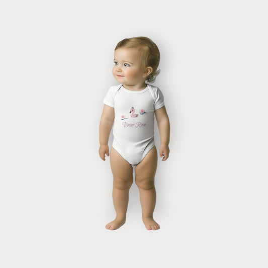 Personalisable Swan Short Sleeve Bodysuit - White