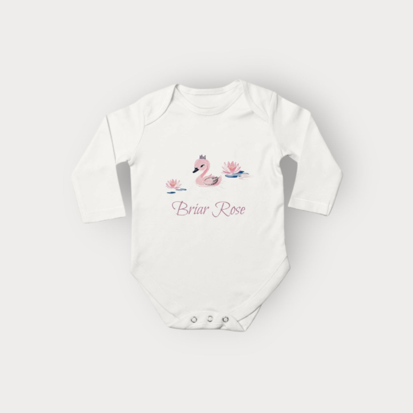 Personalisable Swan Long Sleeve Bodysuit - White